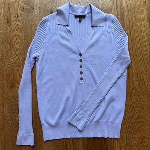 Banana Republic Light Purple Ribbed Collared Henley Sweater, Medium